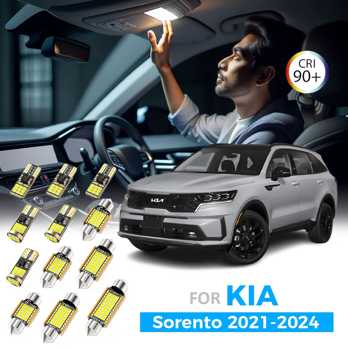 

AENVTOL 10 шт. для нового Kia Sorento MK4 4 IV MQ4 2021 2022 2023 2024 автомобильные лампы светодиодные внутренние купольные лампы для чтения карт освещение номерного знака
