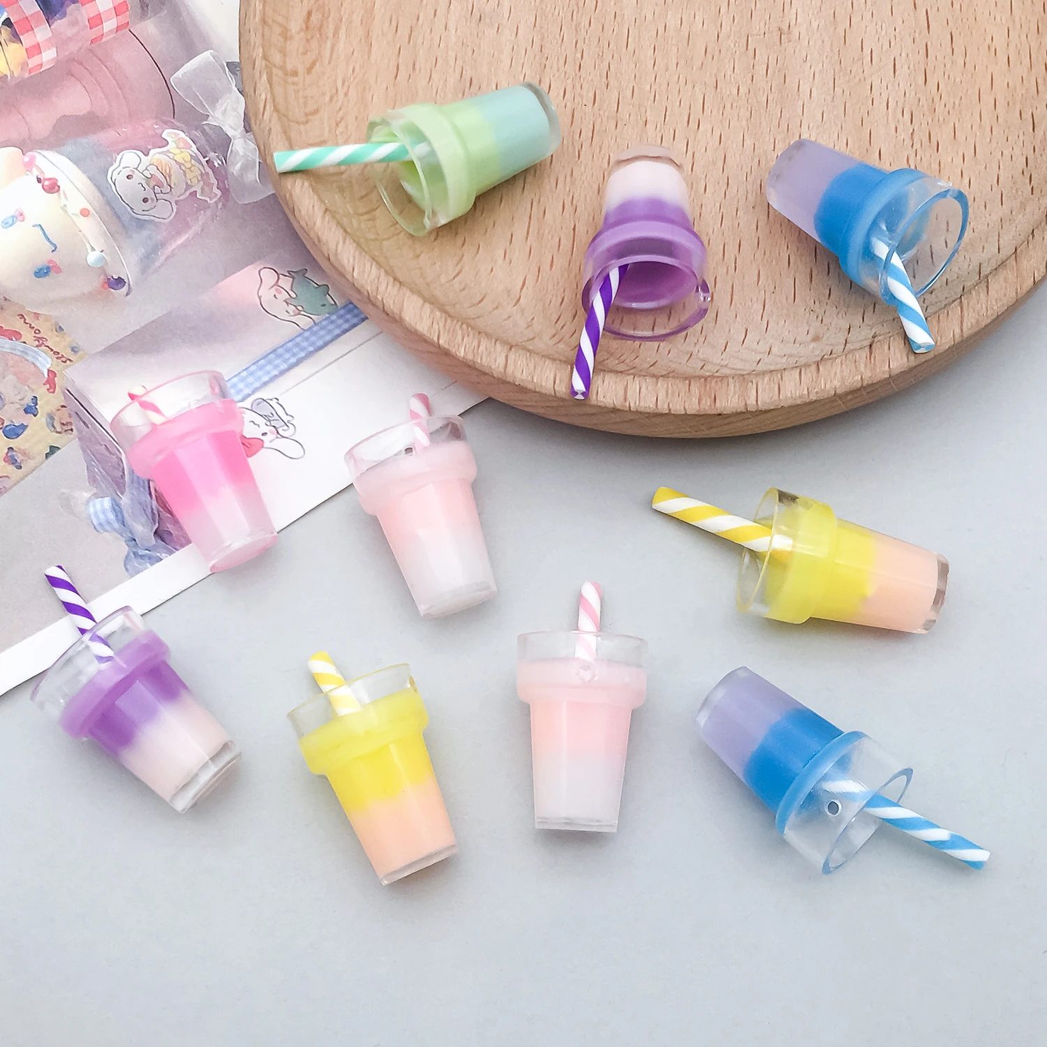 Resin Milkshake Cup Charms for DIY Keychain & Earrings
