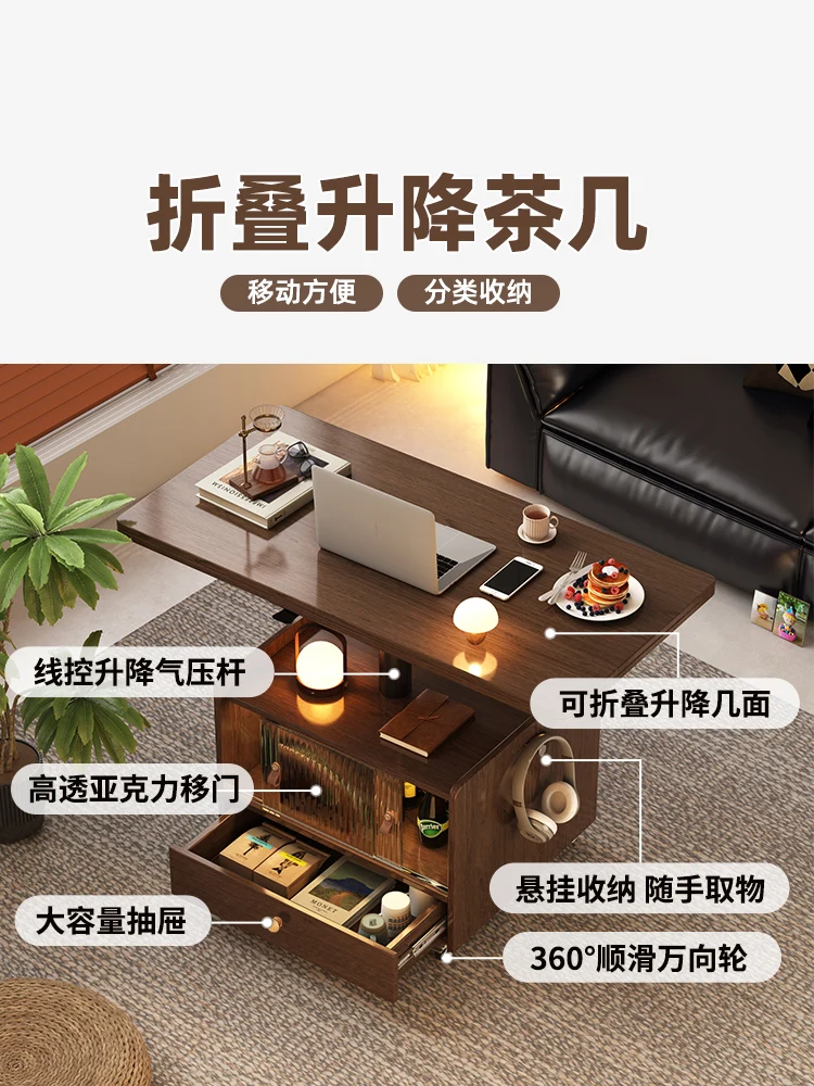 Carrinho de estilo medieval, mesa de centro removível, sofá, armário lateral, retrô, pequeno, apartamento, sala de estar, rack de elevação