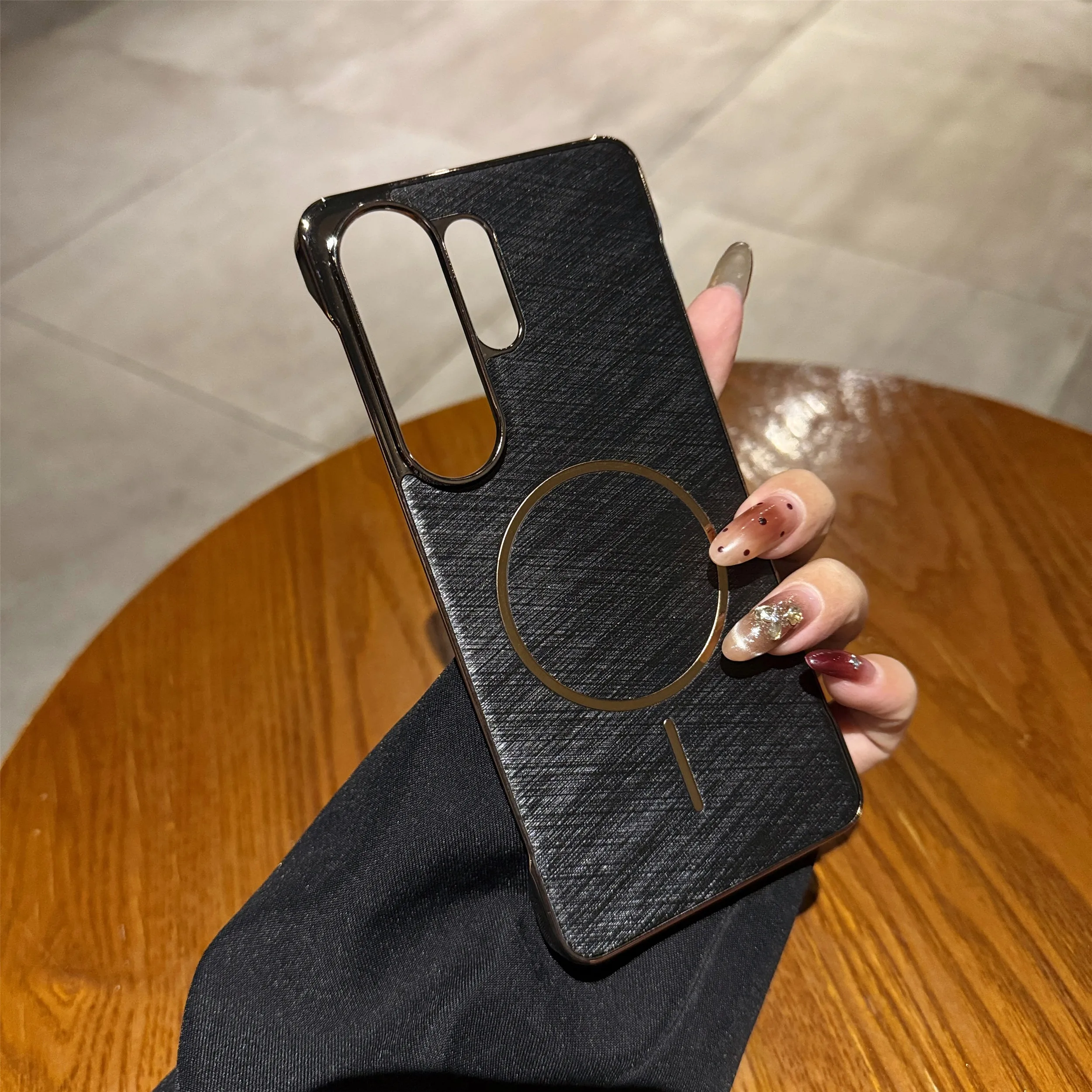 For Samsung S26 Ultra Luxury and fashionable gold wire texture case Borderless lightweight Cover Shockproof Bumper Fudan