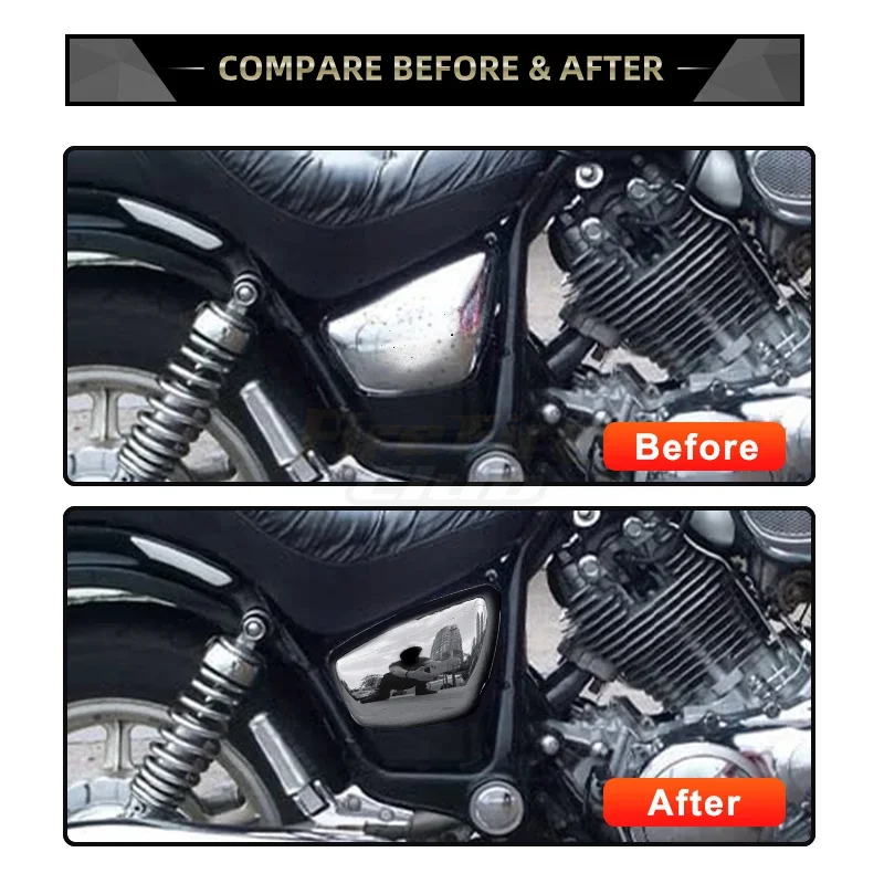 Motorcycle Chrome Black Battery Side Fairing Cover ABS Guard Protector Covers For Yamaha XV700 750 1000 1100 Virago 1984-Up