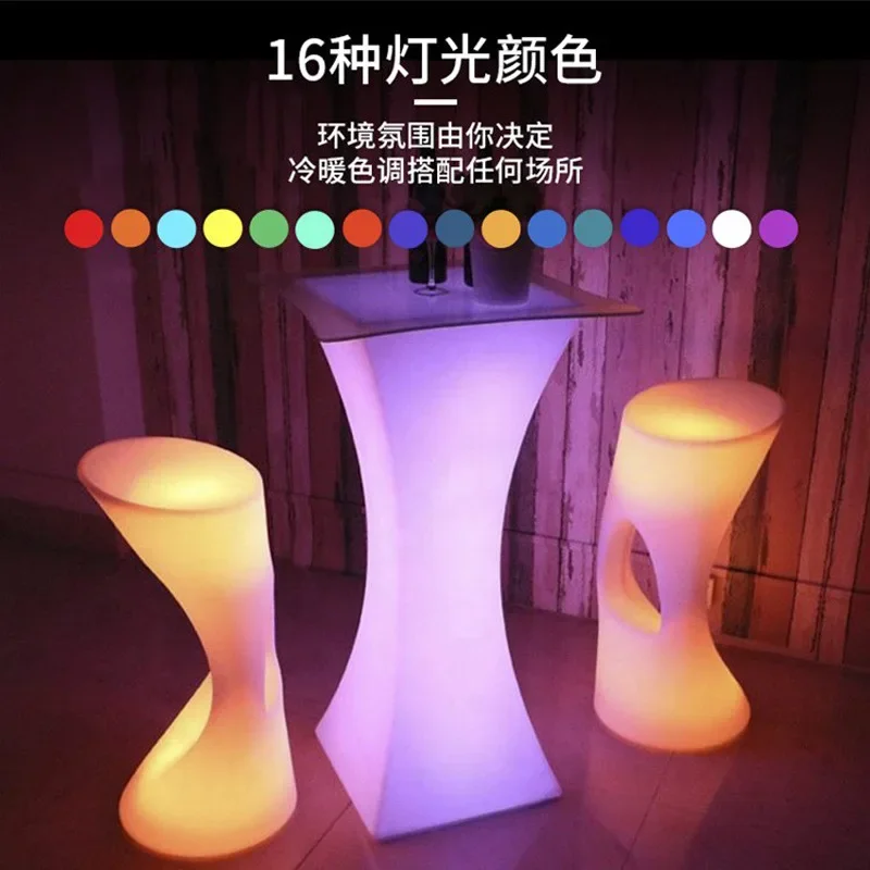 LED luminous furniture square bar table with small waist and high feet creative luminous bar outdoor exhibition cocktail table