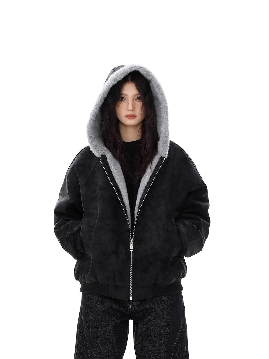 

Мужская зимняя теплая утолщенная хлопковая куртка OEOT в американском ретро-стиле из замши с капюшоном и флисовой подкладкой, свободного кроя, повседневная верхняя одежда