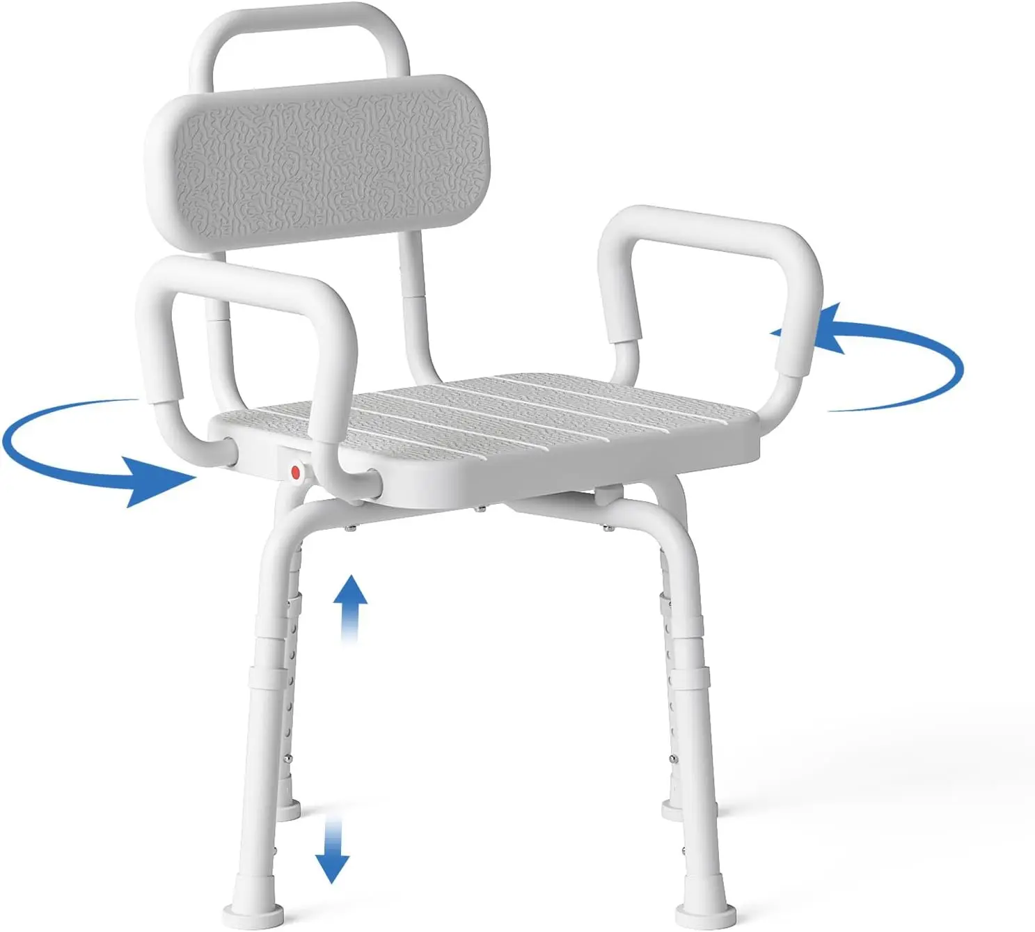 

360 ° Поворотное кресло для душа со съемными подлокотниками и спинкой, регулируемое по высоте, для пожилых людей и людей с ограниченными возможностями, нейтральный серый цвет