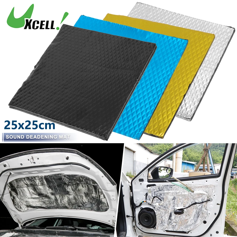 

UXCELL 2 Pcs Car Sound Deadener Mat Butyl Rubber Rhombus Engine Hood Insulation Vibration Heat Shield Material Damping 25X25cm