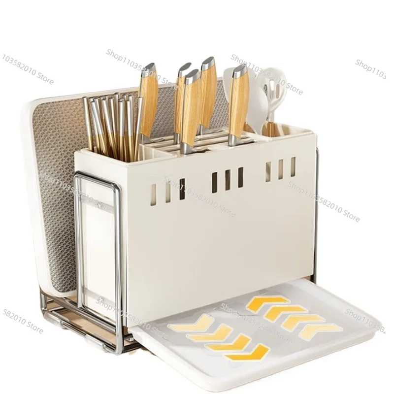 Kitchen Countertop Knife & Chopstick Rack, Multifunctional Chopstick Holder, Cutting Board Stand Shelf