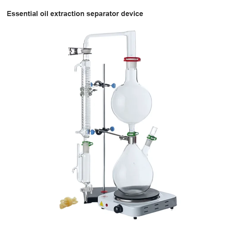 

High Quality 500/1000/2000ML Essential Oil Extraction Separator Device Full Set Hydrosol Separation Equipment Graham Condenser