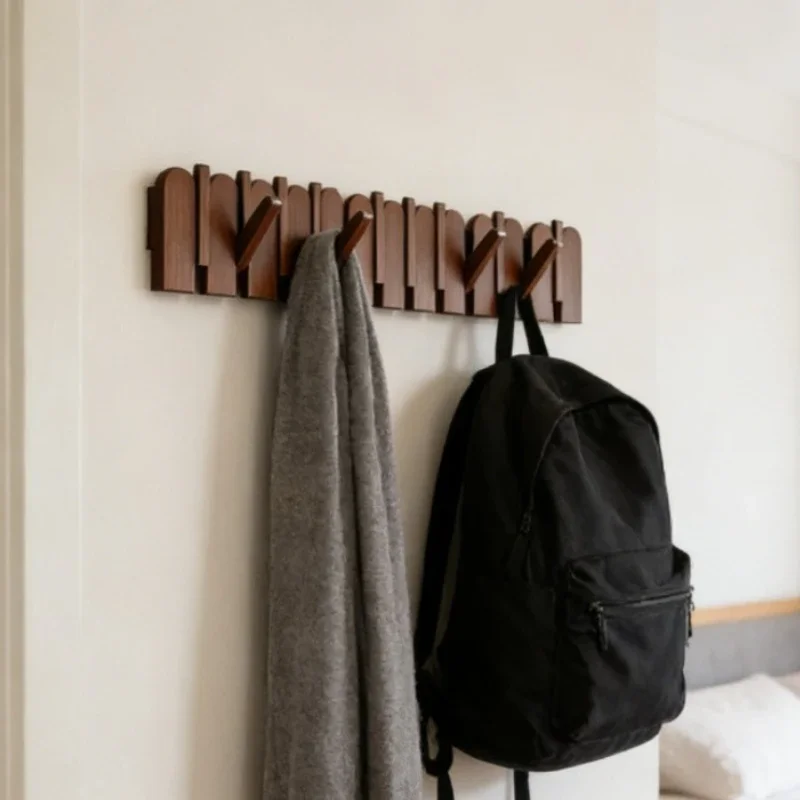 Solid Wood Coat Hook Piano Key Wall-mounted Coat Hooks Multifunctional Household Clothes Rack Living Room Storage Furniture - view 3