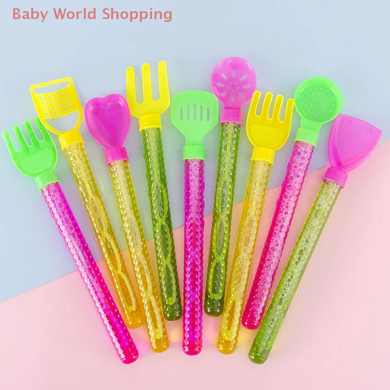 10Pcs Cartoon Beach Bubble Stick With Bubble Concentrated Solution Toy Kids Outdoor Activities Toys Birthday Gift Supplies