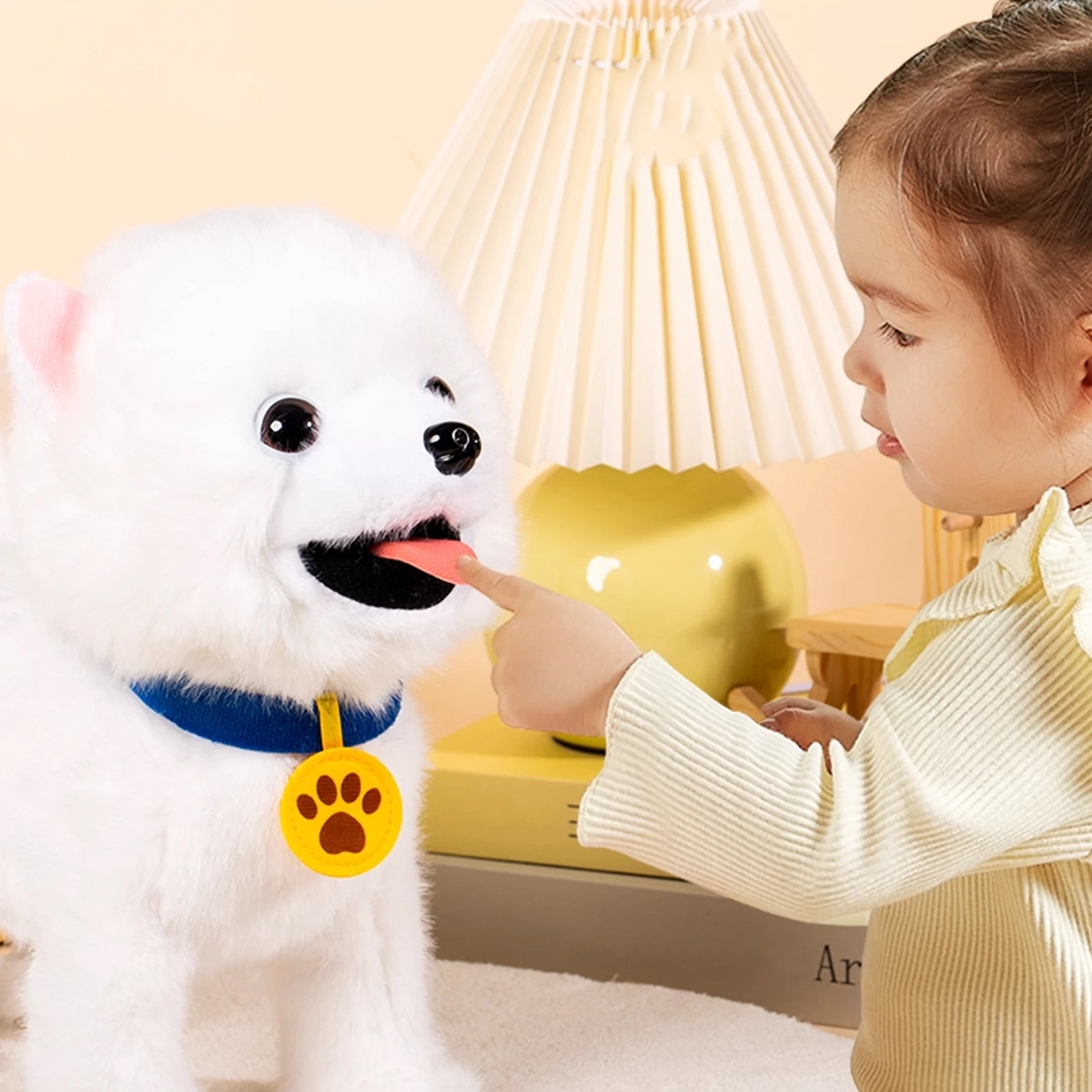 Leash Electric Walking Dog Toy Kids Electronic Interactive Plush Toy- Realistic Licking Motions, Voice Mimicking, Remote Control