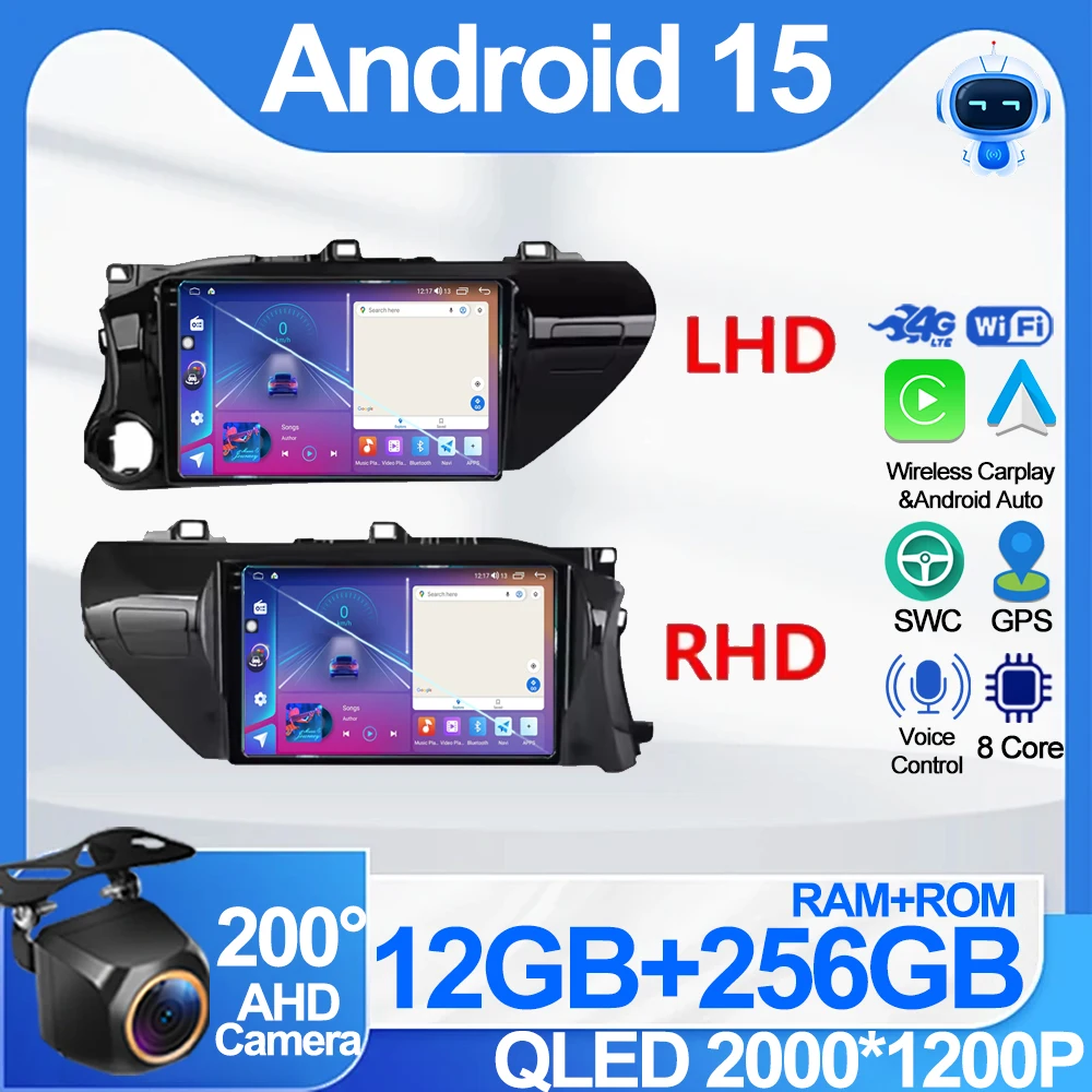 

Android 15 Auto Carplay For Toyota HILUX REVO VIGO IMV 2016 2017 2018 2019 2020 Car Radio Multimedia GPS Player Stereo NO DVD