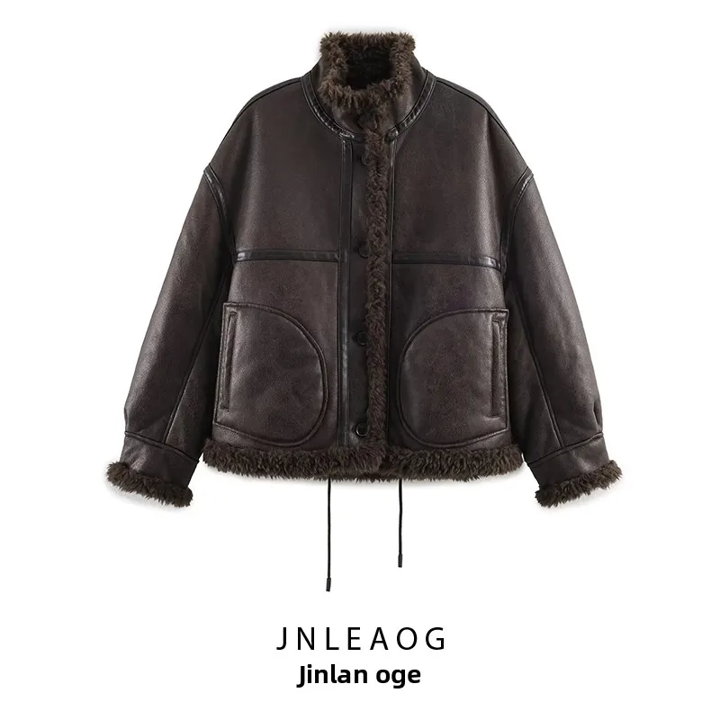 

Faionable Double-Sided Pilot Jaet Outerwear for Women Versatile Autumn New Arrival JNLEAOG Stand Fit Polyester Fibre