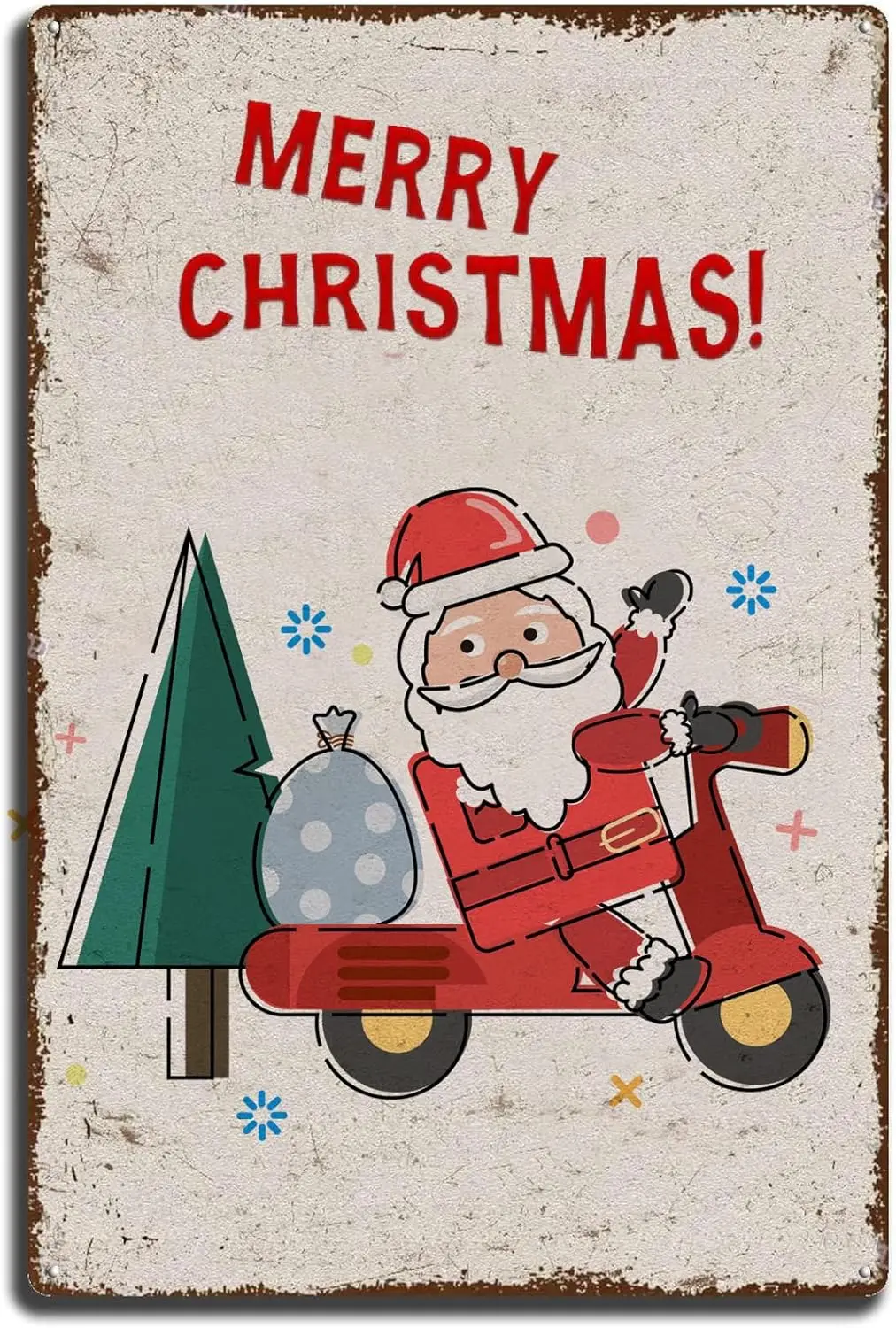 Vintage Wall Decor Christmas Metal tin Sign Merry Christmas Santa Motorcycle Retro Tin Posters Home Bar Pub Christmas Decor sign
