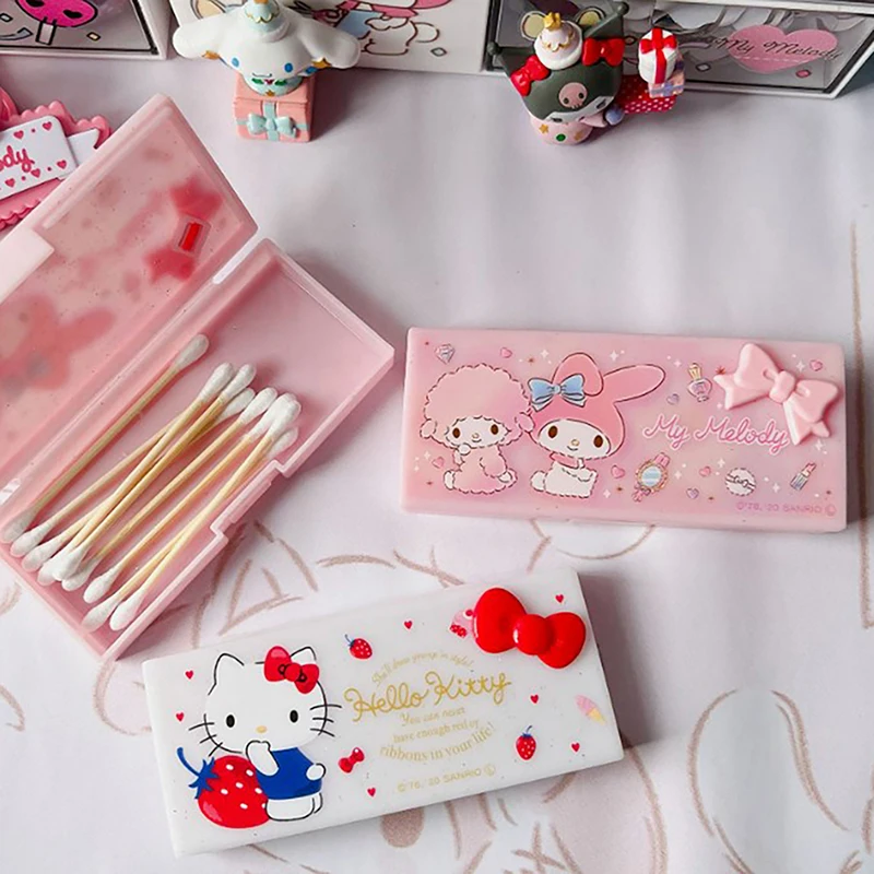 Sanrio Hello Kitty Storage Box Anime Figure Kuromi Cinnamoroll My Melody Makeup Box Kawaii Stationery Jewelry Storage Y2K