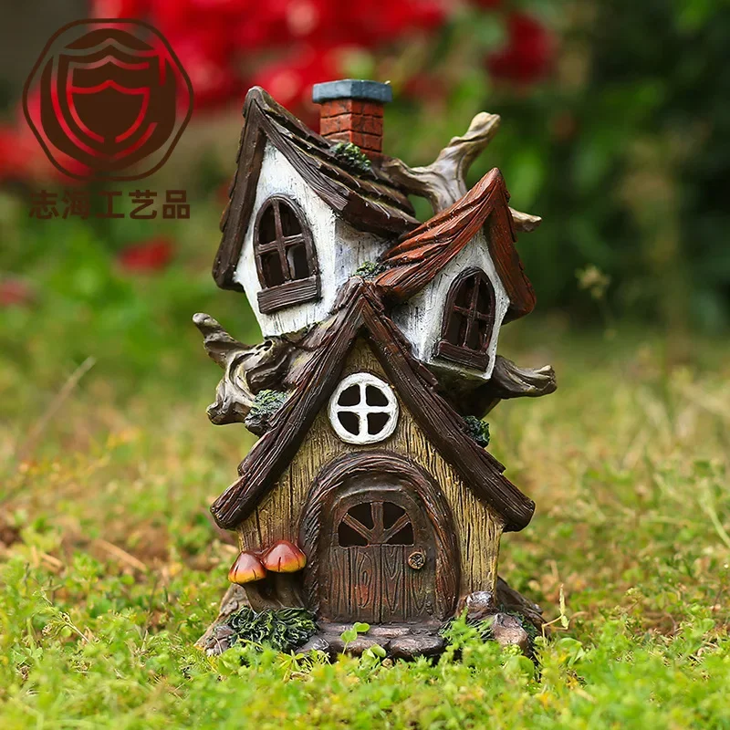 

Double story cottage decorations, outdoor garden decorations, housewarming gifts, resin crafts