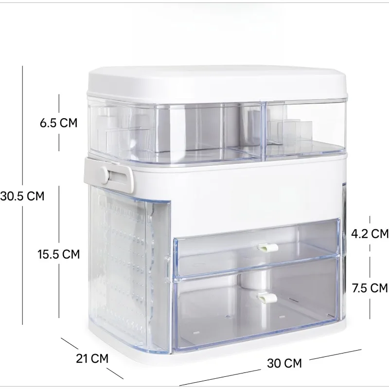 Luxury Cosmetic Beauty and Makeup Organizer and Storage with LED Light Cosmetics Organizer Box  (White)