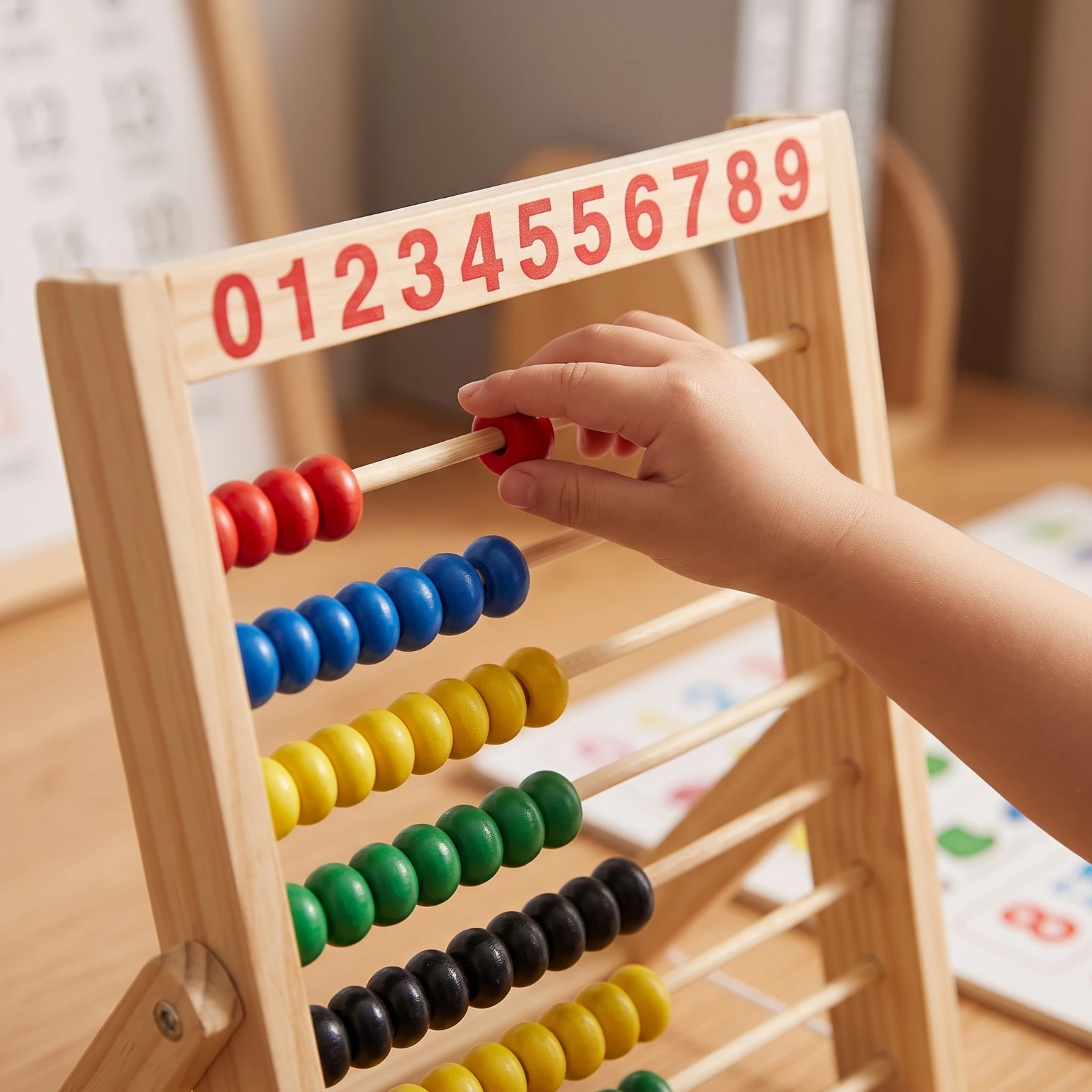 Wooden Abacus Classic Abacus with Beads Counting Frame Tactile Math Toy Sturdy for Preschoolers, Homeschooling, Classroom