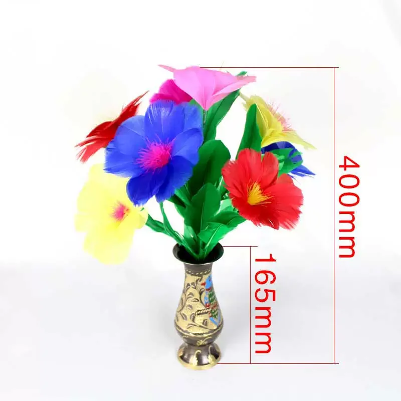 Deluxe Metal Cane Change To Feather Flower Magic Tricks Multicolor Vase Sunflower Bouquets Stage Magician Illusions Magia Props
