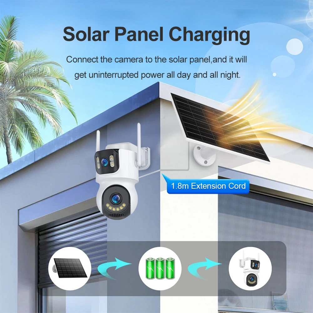 8MP 4G AOV Solar Camera Drie Scherm 10X Digitale Zoom WiFi Outdoor Bewakingscamera's Auto Tracking 24/7 Video-opname iCSee