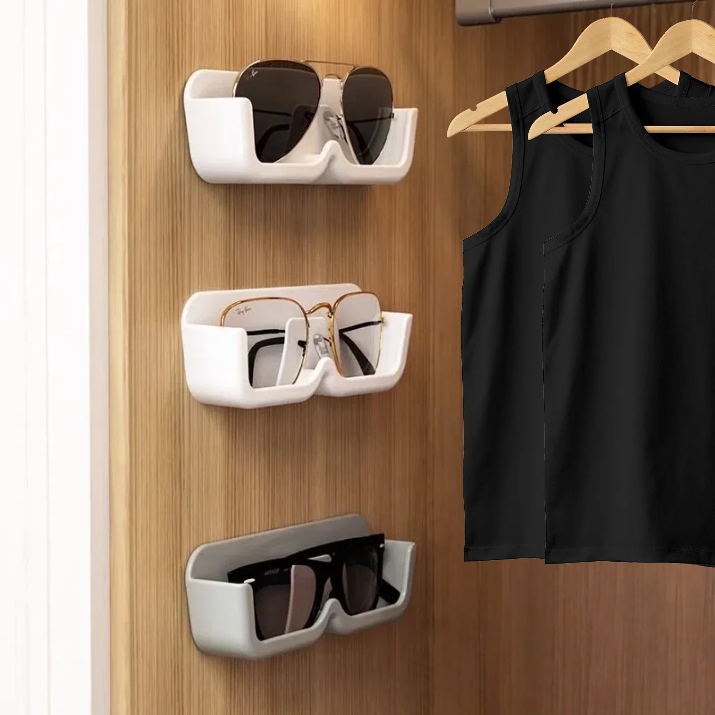 1/3 قطعة حامل نظارات خالية من اللكمات الحائط نظارات الشمس عرض حامل ذاتية اللصق الملابس والاكسسوارات المنظم تخزين المنزل #1