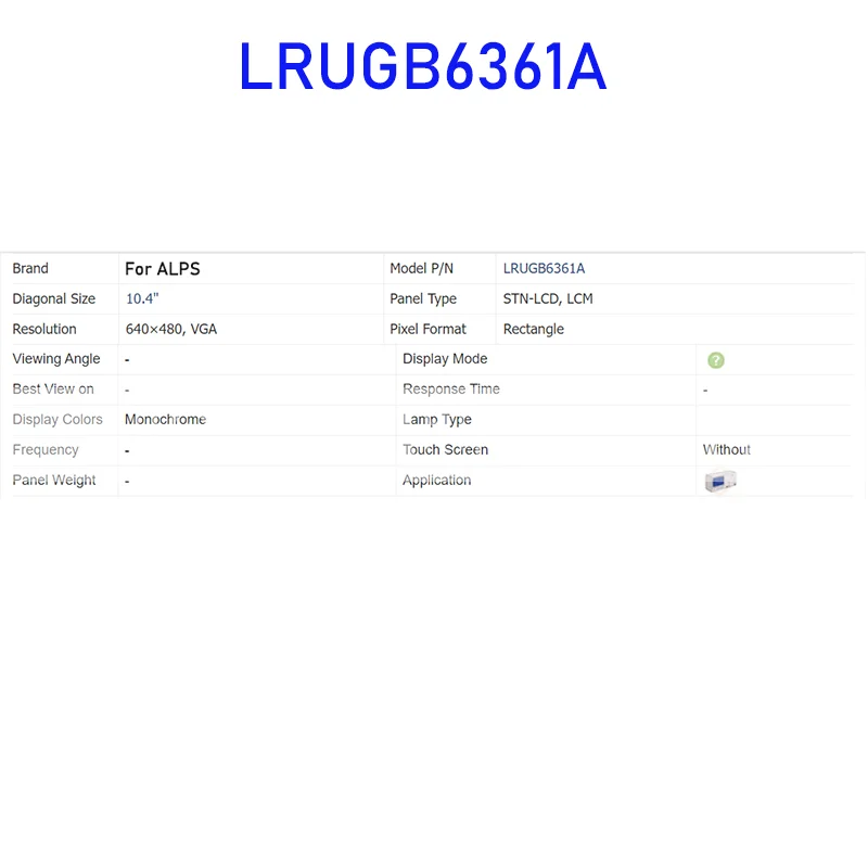 Painel de exibição LCD para ALPS, LRUGB6361A, 10,4 ", original, novo, transporte rápido, 100% testado