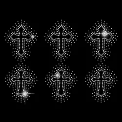 1 pc Skeleton Cross Rhinestone Iron on Hotfix Heat Transfer Decal Bling Appliques Gemstone Patches Sticker Glass Hotfix
