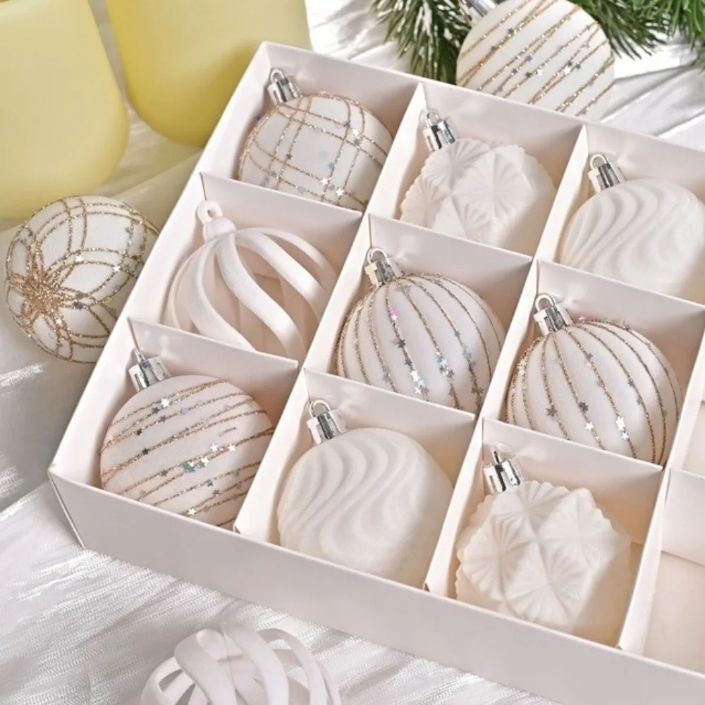 

12pcs 6cm Christmas Hanging Ball Flocking Glitter Velvet Spheres Pendant Plastic Wine Red Christmas Ball Ornaments