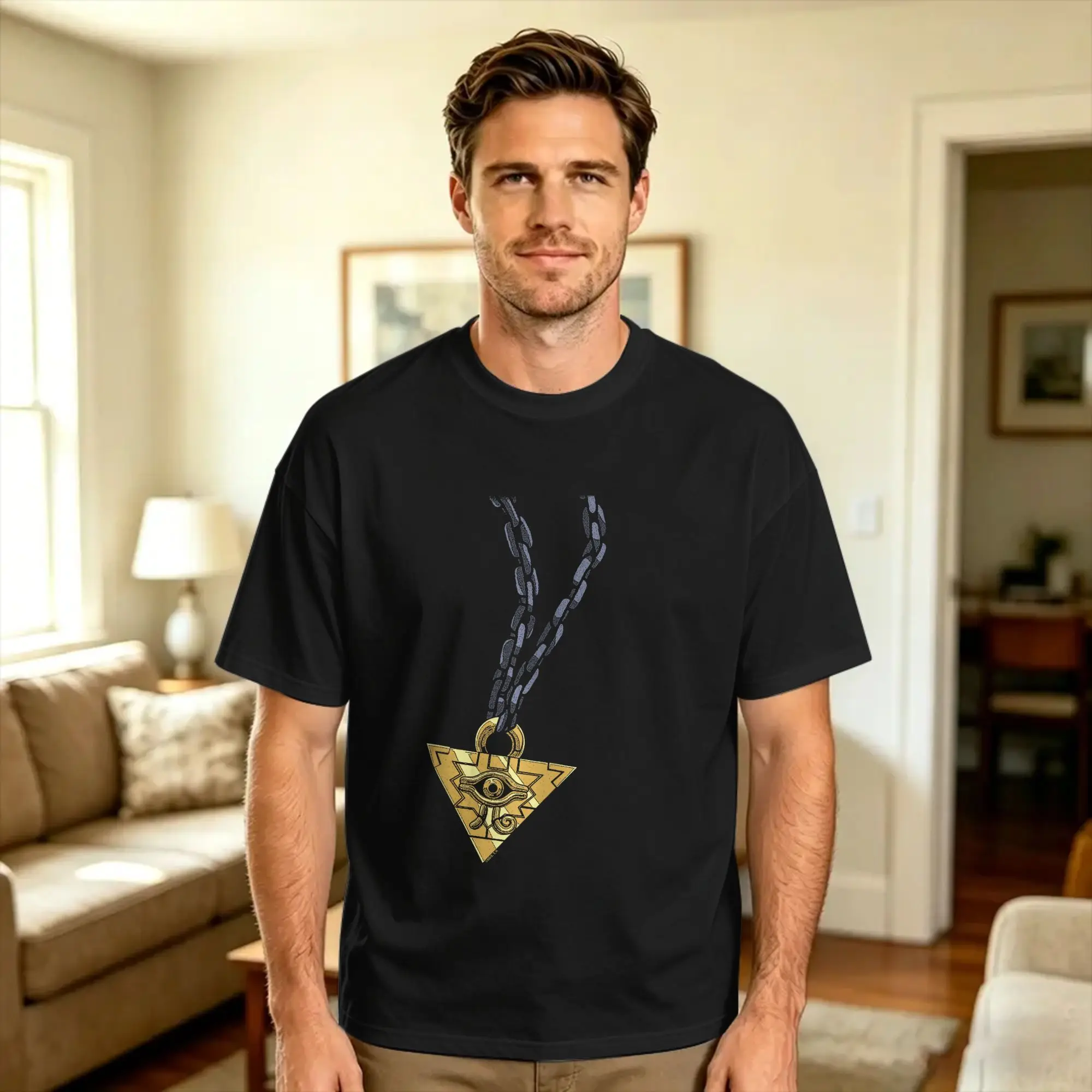 Yu Gi Oh Millennium Artifact Chain Cosplay Easy Costume Pure Cotton T-Shirt For Men Beach  Classic T-Shirts O-Neck Harajuku Tee