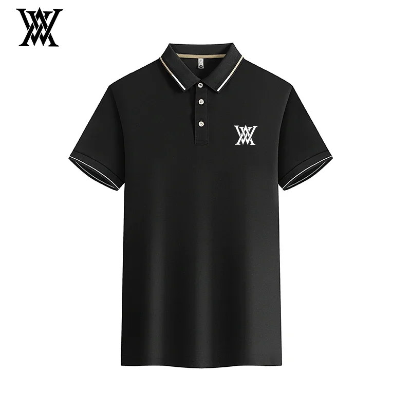 

2025: мужская летняя модная облегающая рубашка-поло с короткими рукавами, легкая и быстросохнущая деловая повседневная рубашка-поло, топ
