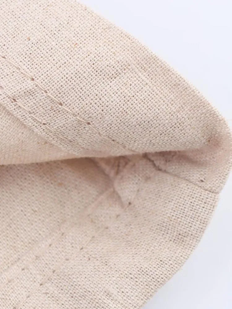 2025 ผู้หญิงฤดูร้อนมินิเสื้อแฟชั่น V คอเข็มขัดแขนยาวหญิง Elegant Street ผ้าลินินชุดเสื้อผ้า