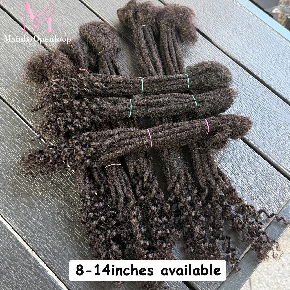 اليدوية مجعد الذيل أقفال تمديد الشعر البشري الطبيعي ملحقات Dreadlock مع أطراف مجعد 8-14 بوصة للنساء الرجال #1