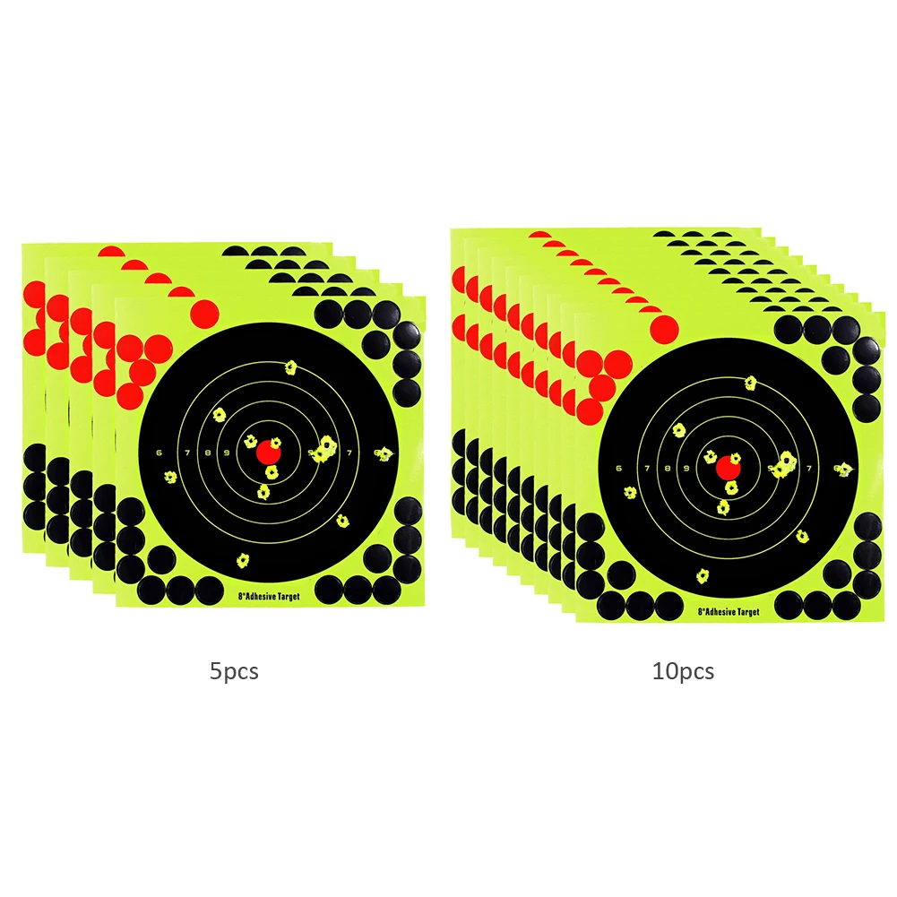 5/10 Pcs Cibles Adhésives de Tir de 8 Pouces à Effet Éclaboussant pour Compétitions et Entraînement