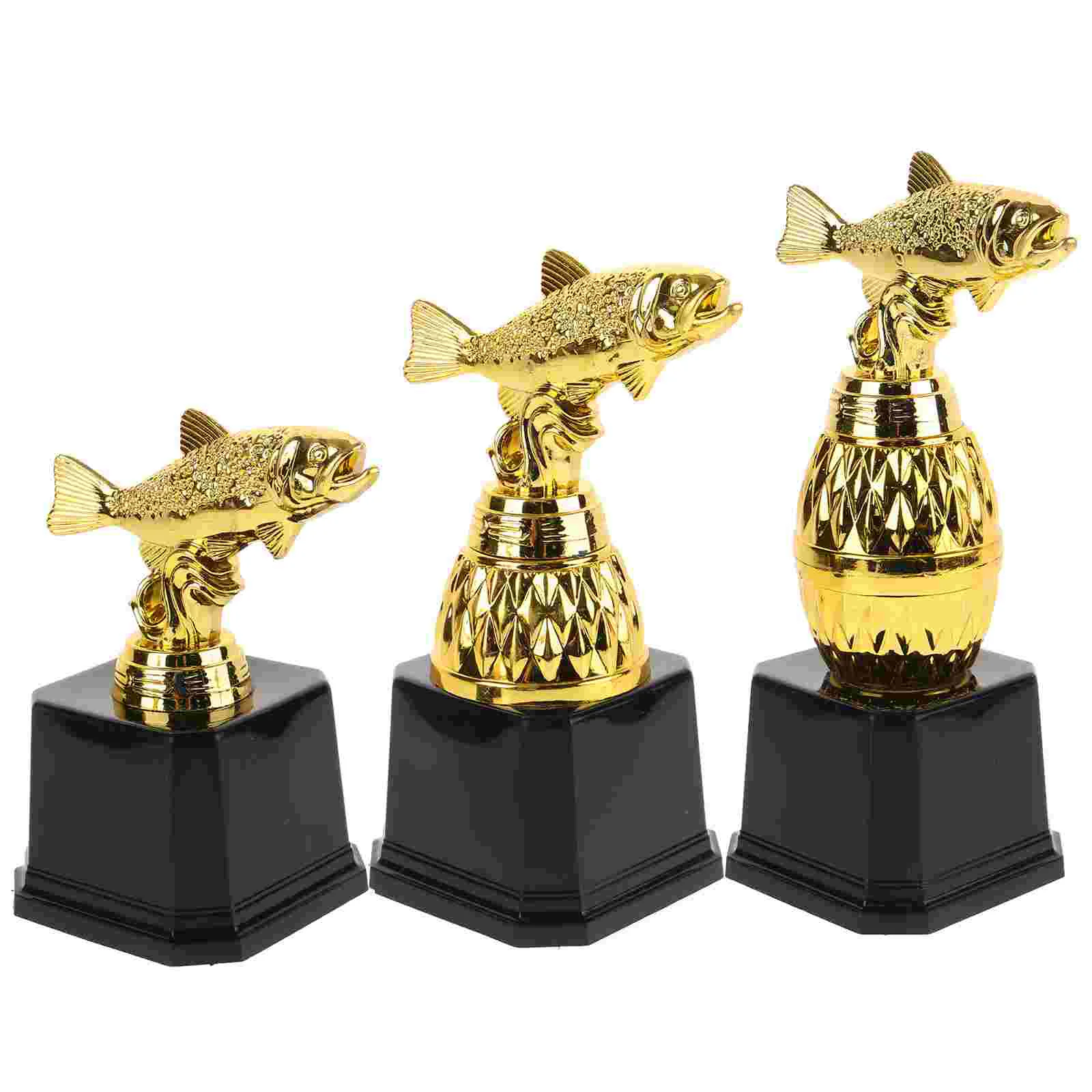 

3 Pcs Trophy Award Gift Prize for School Kindergarten Plastic Competition Child Fishing Shaped Ceremony