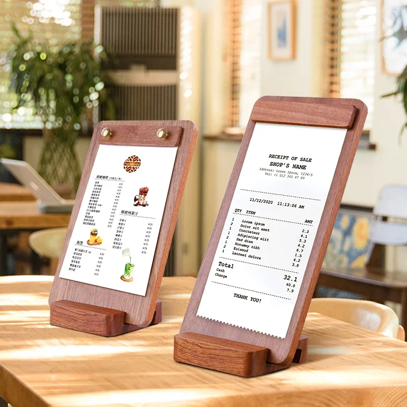 Solid Wood Menu Board Restaurant Wine Order Single Clip Bar Vintage Table Card Bill Board Clip Writing Board Clipboard