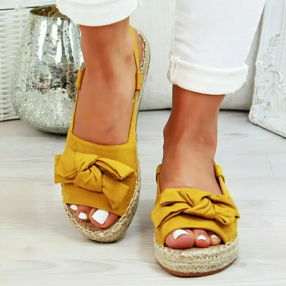 Flat dance Thick-soled Grass-woven Muffin Cake Fish-billed Butter-knot Slipper for Women's Shoes In Summer Sandals Women