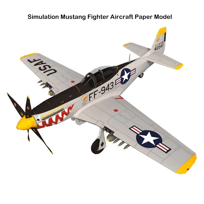 

Kids Simulation Handmade DIY Military Fighter Toys Model 1:33 P-51D Mustang Fighter Aircraft Material Kit Paper Airplane Model