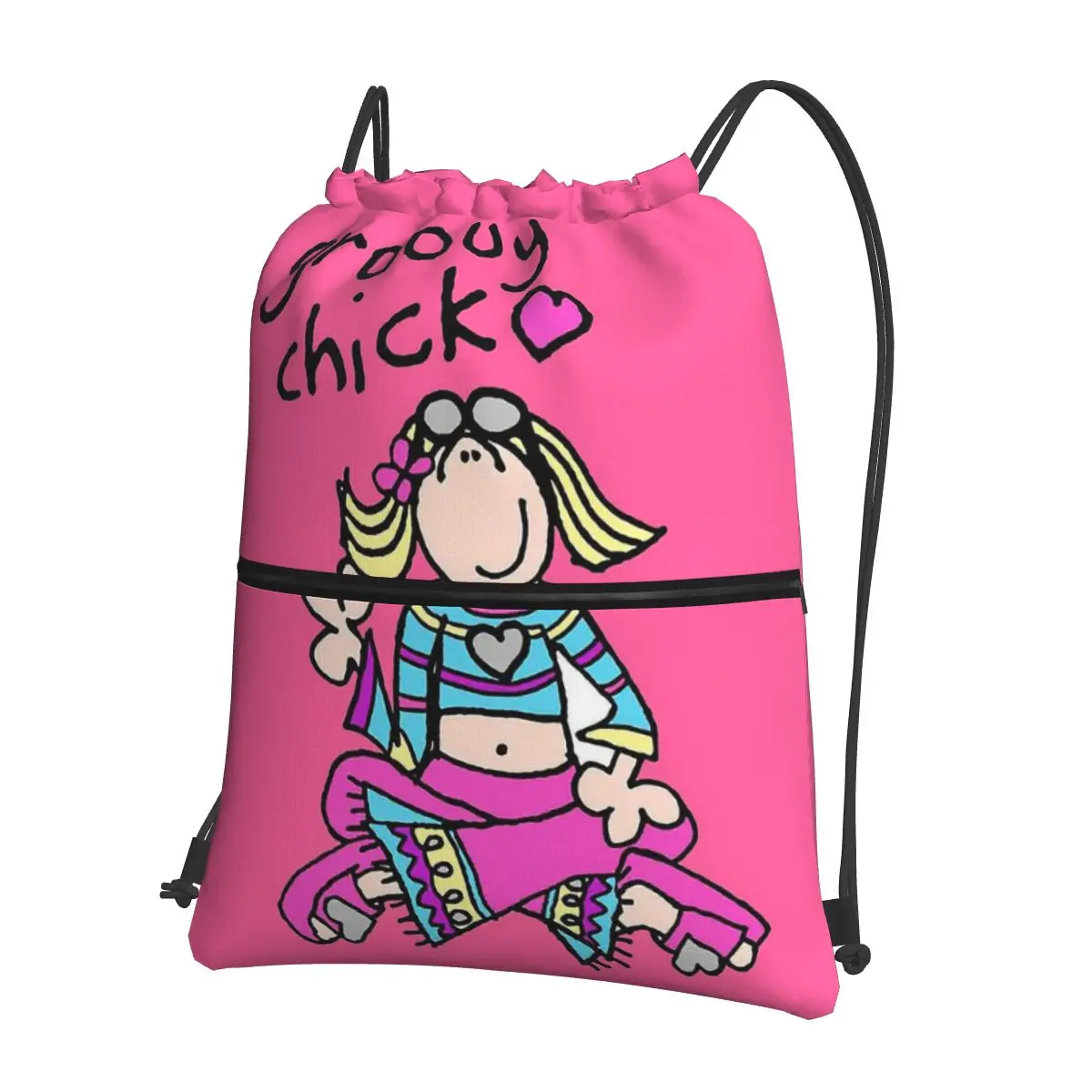 

Винтажные рюкзаки Groovy Chick Girls 2000-х годов Y2K, портативные сумки на шнурке, спортивная сумка, сумки для книг для мужчин и женщин, студентов