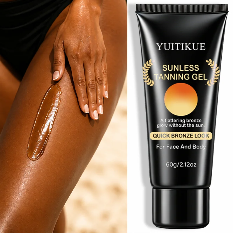 YUITIKUE Sunless Tanning Gel 60g Quick Bronze Self Tanner For Face Body Natural Sun-Kissed Skin