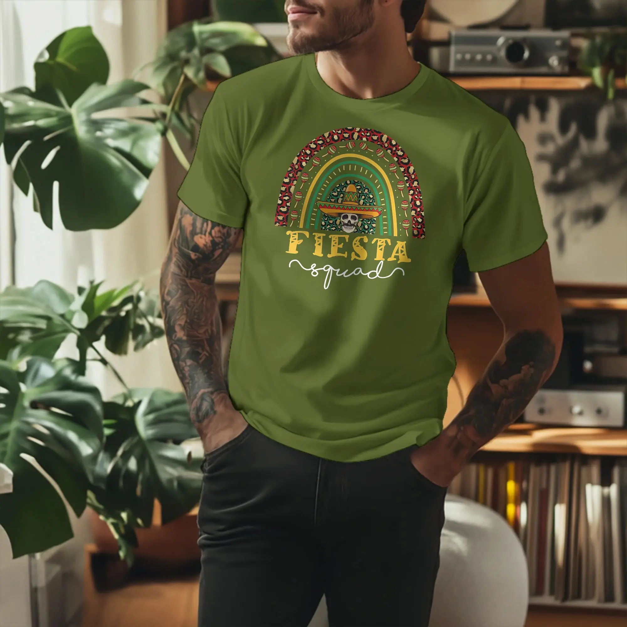 Camiseta Skull Cinco De Mayo Rainbow para homens e mulheres, 100% algodão, camiseta vintage, gola redonda, manga curta, roupas plus size