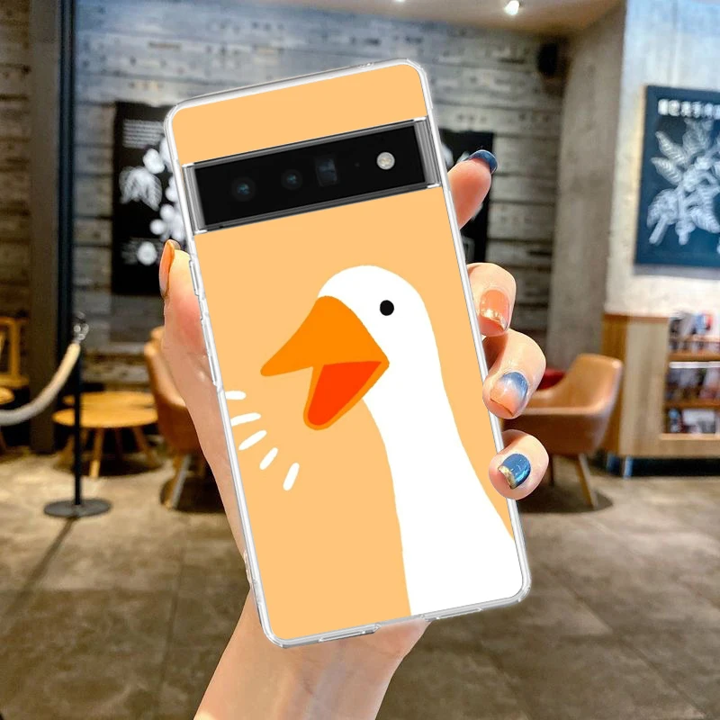 Etui na telefon Cute Goose Duck Game Cover dla Google Pixel 9 8 7 6 5 4 XL Odporne na wstrząsy 7A 6A 5A 4A 3A XL Pro 5G Transparent Shell Bags