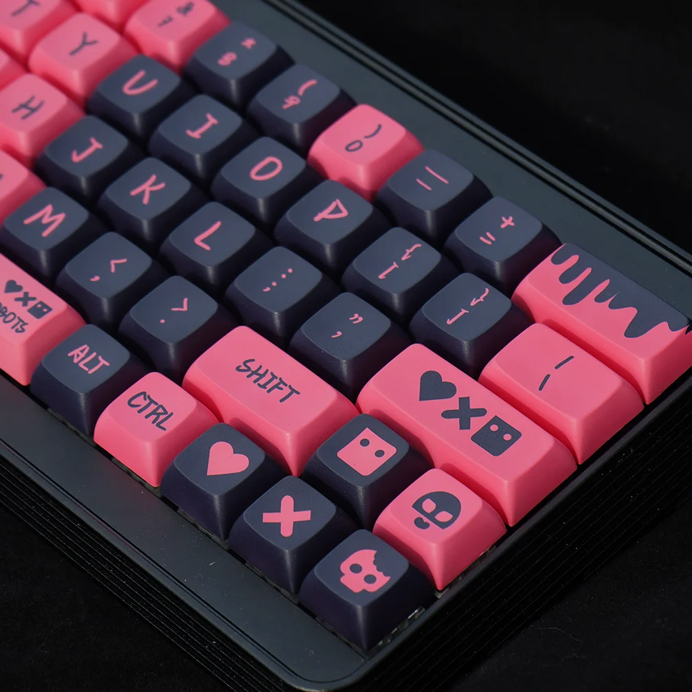 XDA-PBT Keycaps para teclado mecânico, preto, rosa, Love Dye, 5-Sided Sub, Cherry MX Switch, Custom, DIY, personalizado