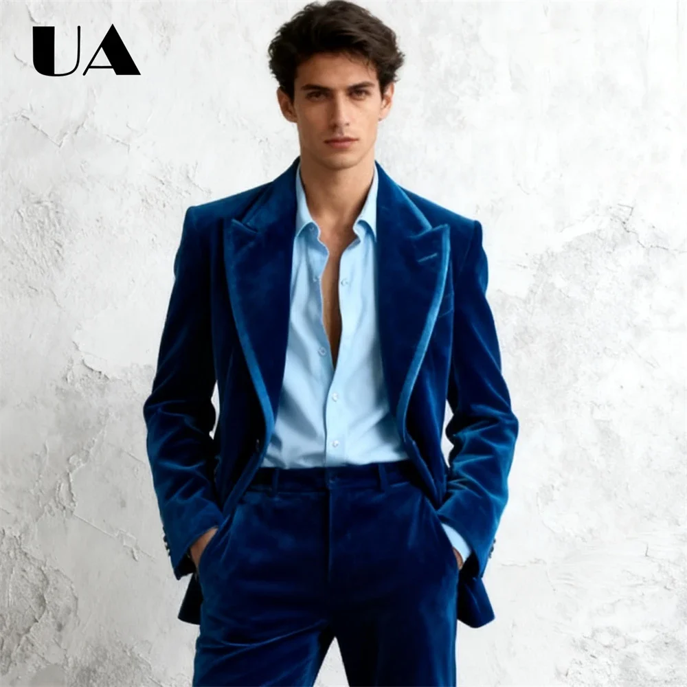 

Модный мужской пиджак из бархата на одной пуговице, осенний, для торжественных мероприятий, индивидуальный пошив