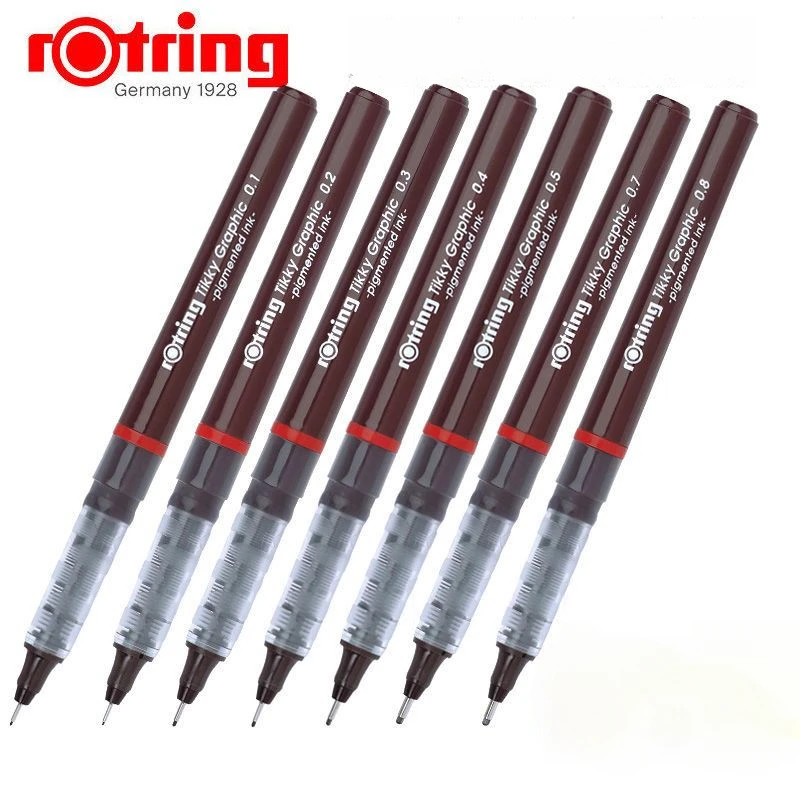 Rotring Tikky Graphic Fineliner Pigma Micron Fine Pens Smooth Ink Drawing Pen Sketch Fine Liner Pens Art School Supplies