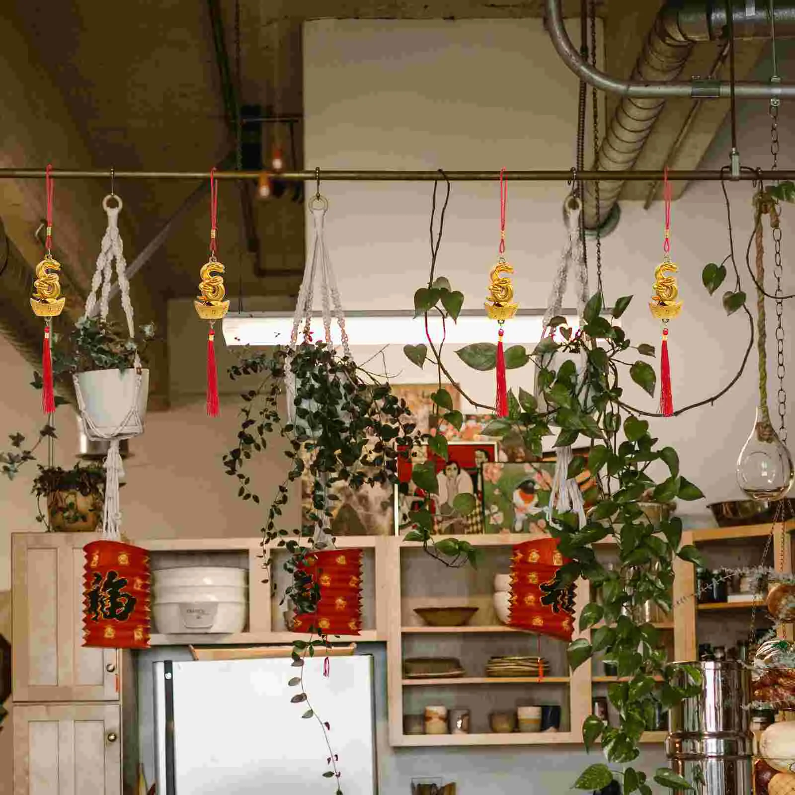 Pendentif décoratif en plastique pour porte d'entrée, décorations de voiture, cadeaux de fête du printemps, nouvel an de la salle, 6 pièces