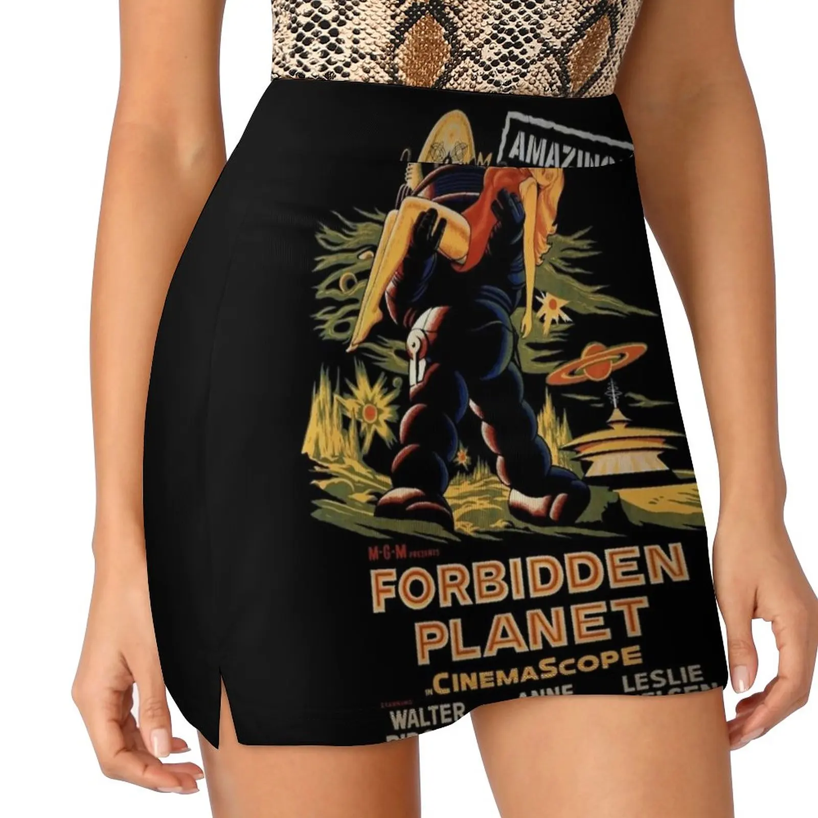 Forbidden Planet Poster Women's skirt With Hide Pocket Tennis Skirt Golf Skirts Badminton Skirts Running skirts Classic Sci Fi