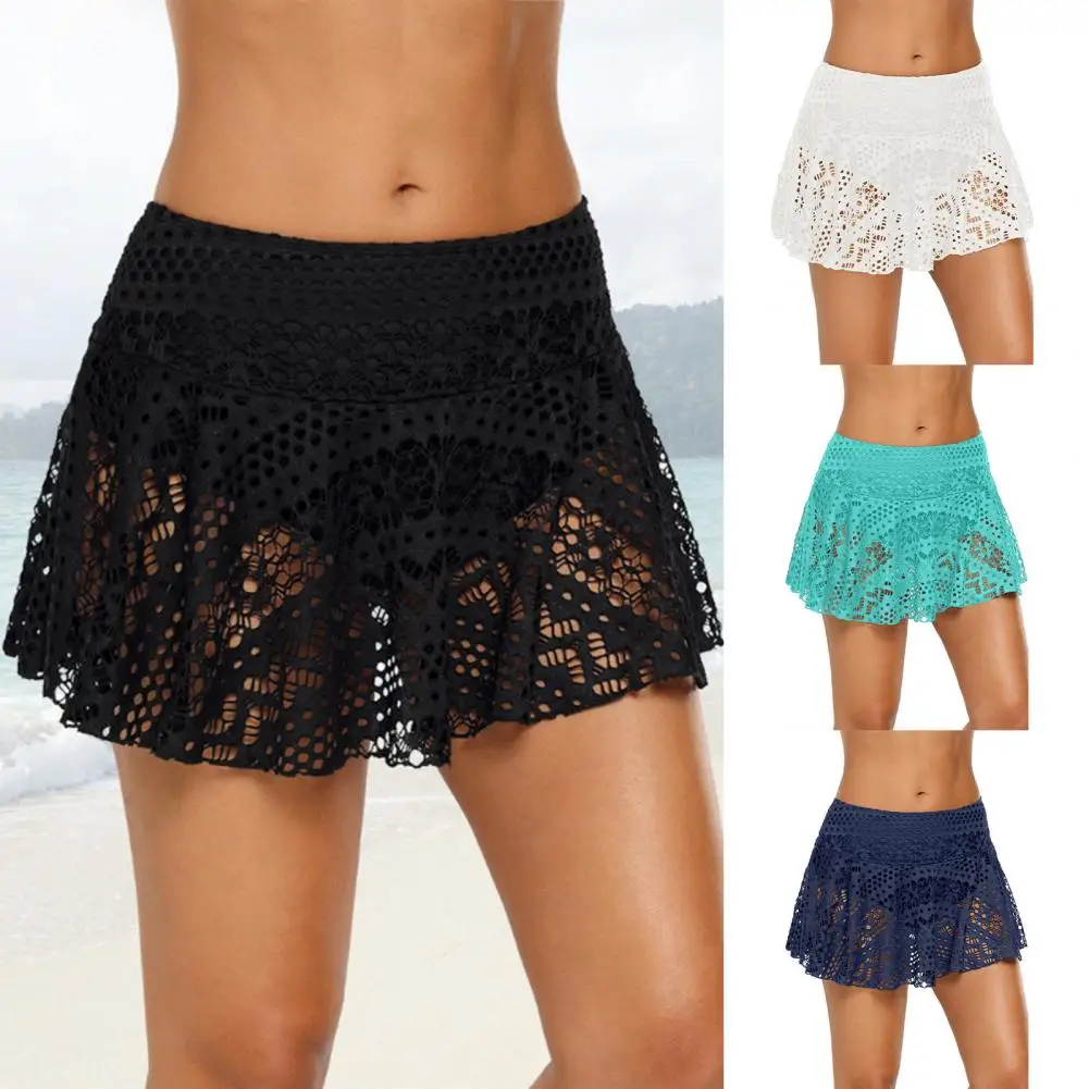 

Women's Lace Crochet Skirted Bikini High Elasticity Swimming Skirt Lace Stitching A-line Women Swimwear Skirt for Beach Skirt