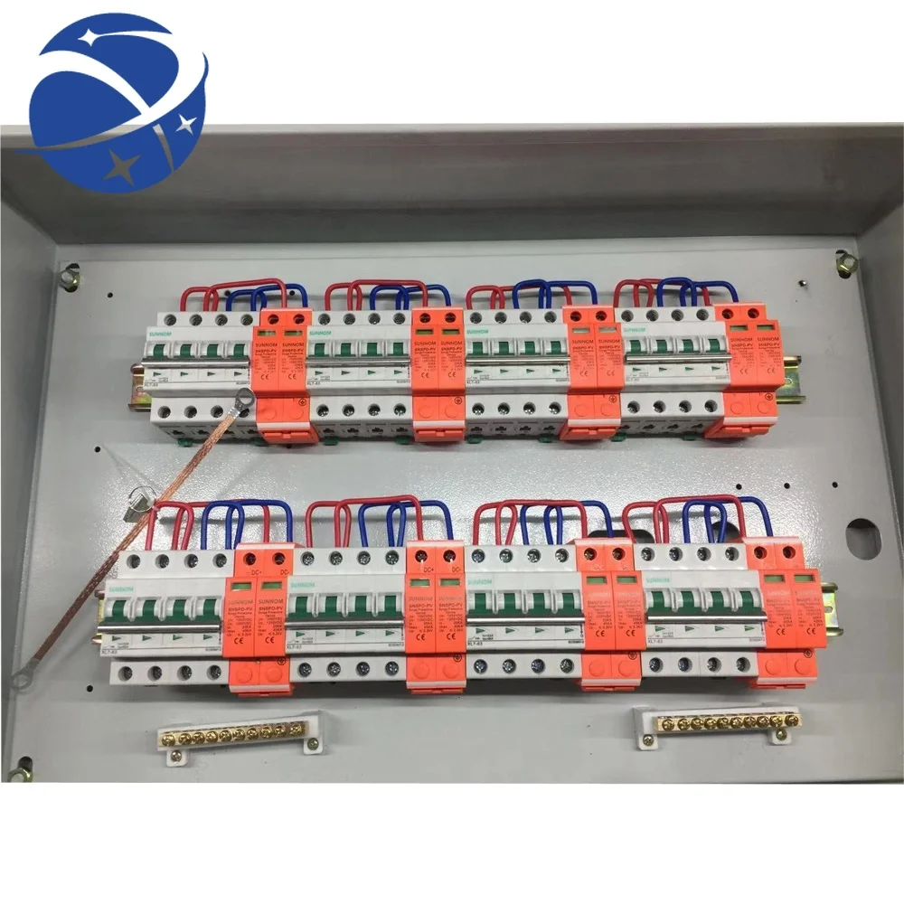 yyhc 8 strings  input Solar Pv DC combiner box with busbar (PCS 4P 32A 1000V  MCB,PCS 2P  SPD,cable gland and BUSBAR)