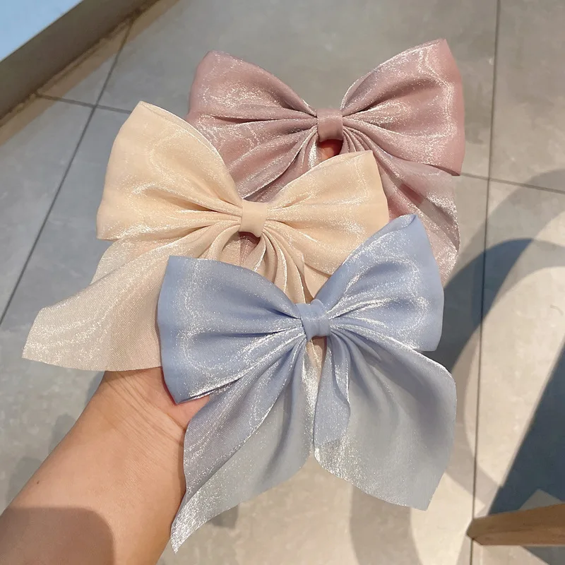 Fashion Girls Big Hair Bow Ties Hair Clips Satin Two Layer Bow for Women Bowknot Hairpins Trendy Hairpin Girl Hair Accessories