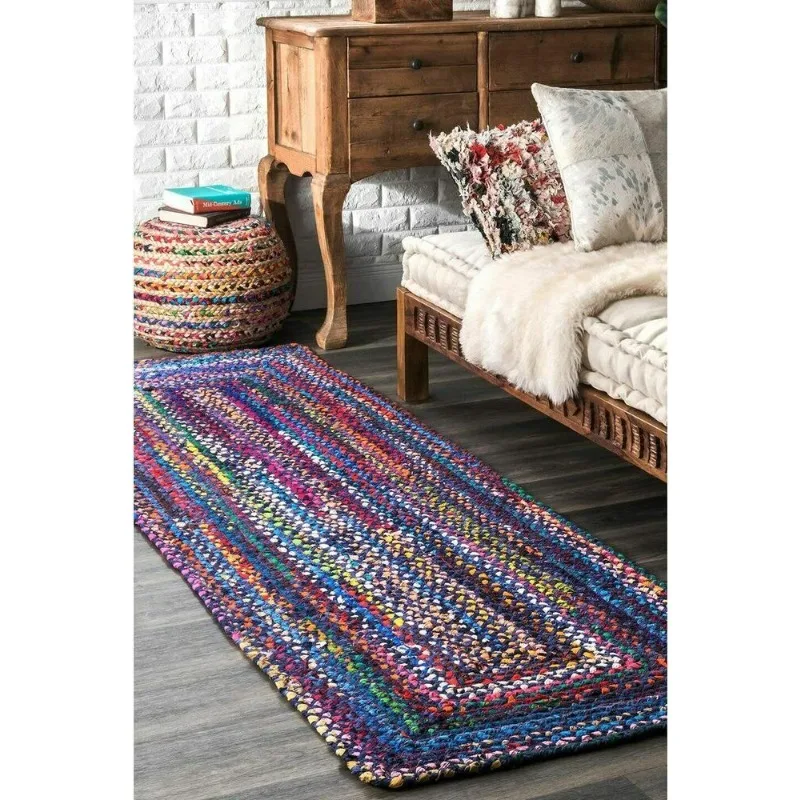 

Rug Runner Natural Cotton Braided Style Reversible Carpet Rustic Look Area Rugs