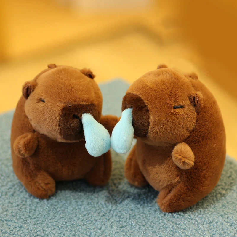 Kawaii Plush Snotty Capybara Keychain Cute Capybara With Turtle Bag Keyring Creative Doll Fluffty Stuffed Toys Birthday Gifts